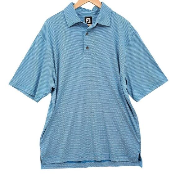 Footjoy Mens L Blue Striped Golf Polo Shirt - Picture 1 of 9